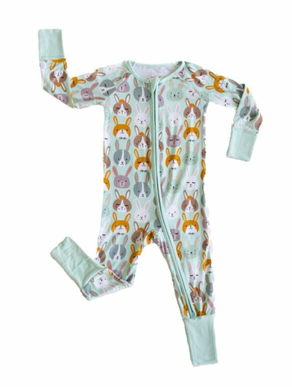Little sleepies mint boho bunnies 🐰 Print Zippy Bamboo Pajamas - 12-18m